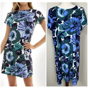Jude Connally Ella Dress Size Large Jude Cloth Floral Nylon Stretch Short Sleeve